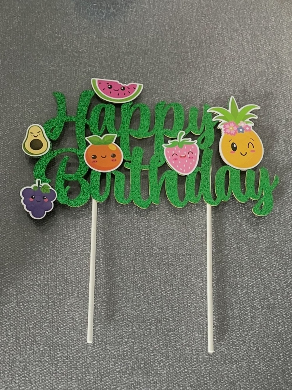 EUC Tutti Fruitti  'Happy Birthday' Cake Topper - Party Decoration